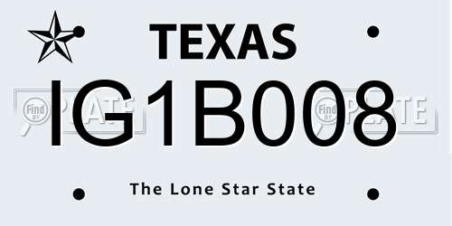 IG1B008 Texas License Plate