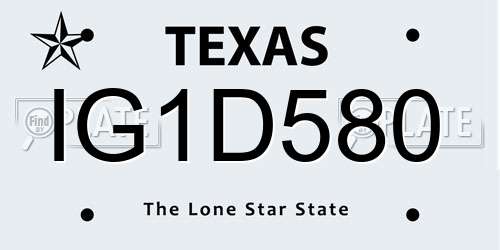 IG1D580 Texas License Plate