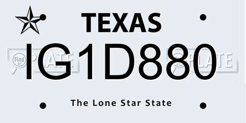 IG1D880 Texas License Plate