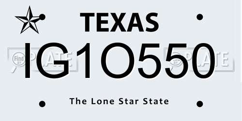 IG1O550 Texas License Plate