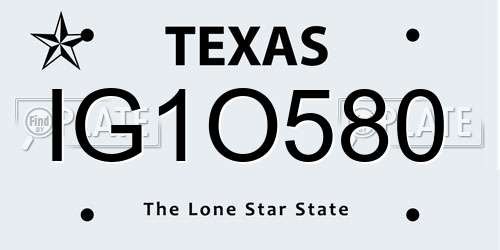 IG1O580 Texas License Plate