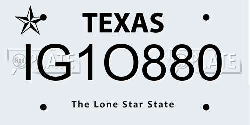 IG1O880 Texas License Plate