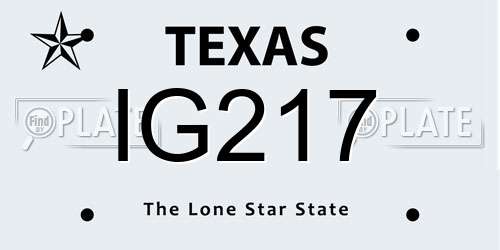 IG217 Texas License Plate