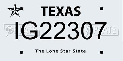 IG22307 Texas License Plate