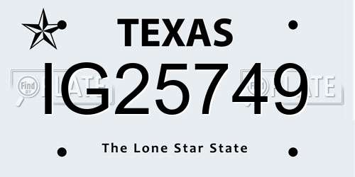 IG25749 Texas License Plate