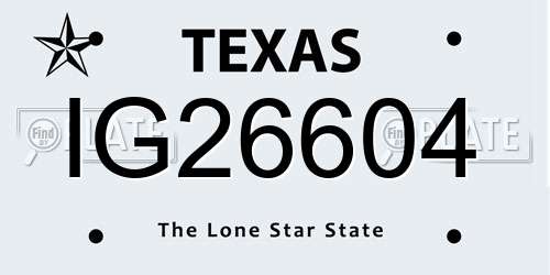 IG26604 Texas License Plate