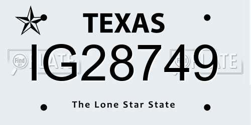 IG28749 Texas License Plate