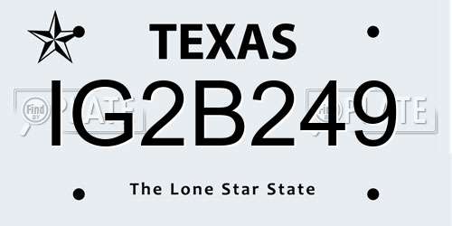 IG2B249 Texas License Plate