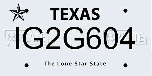 IG2G604 Texas License Plate