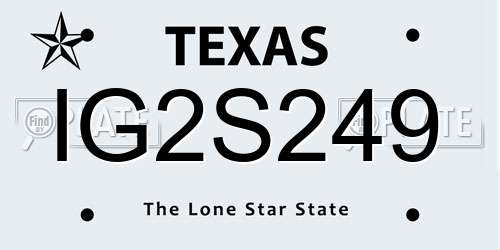 IG2S249 Texas License Plate