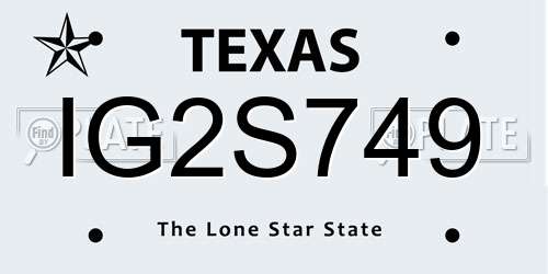 IG2S749 Texas License Plate
