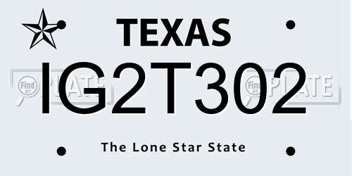IG2T302 Texas License Plate
