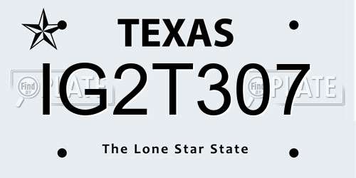 IG2T307 Texas License Plate