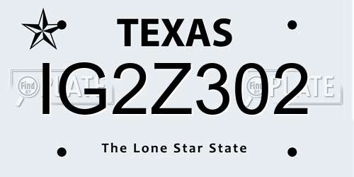 IG2Z302 Texas License Plate