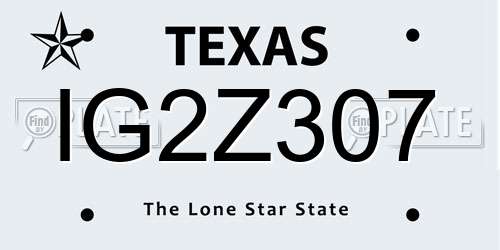 IG2Z307 Texas License Plate
