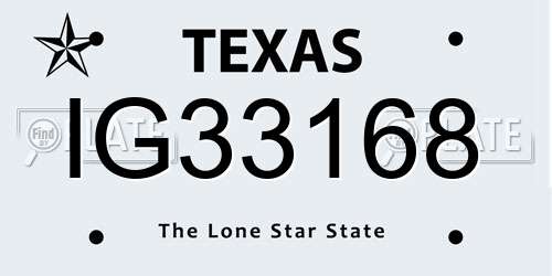 IG33168 Texas License Plate
