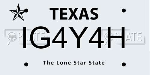 IG4Y4H Texas License Plate