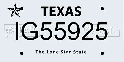 IG55925 Texas License Plate