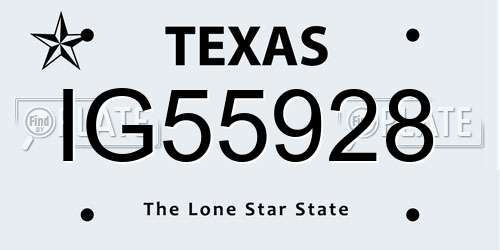IG55928 Texas License Plate