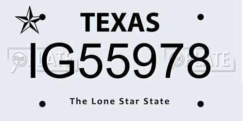 IG55978 Texas License Plate