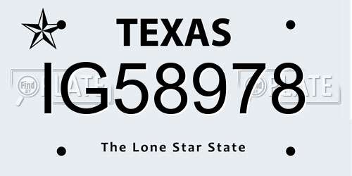 IG58978 Texas License Plate