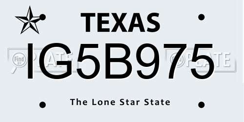 IG5B975 Texas License Plate