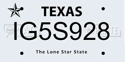 IG5S928 Texas License Plate