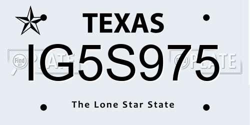IG5S975 Texas License Plate