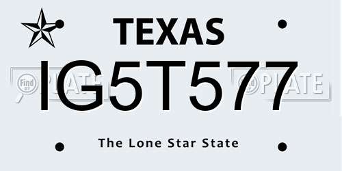 IG5T577 Texas License Plate