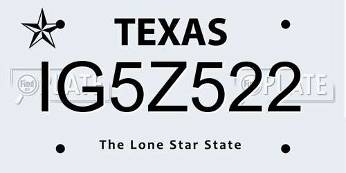 IG5Z522 Texas License Plate