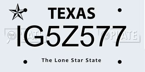 IG5Z577 Texas License Plate