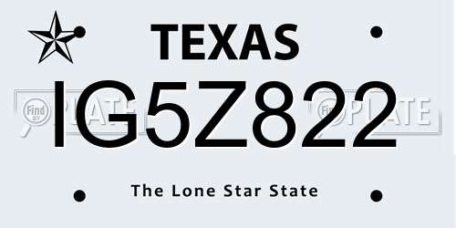 IG5Z822 Texas License Plate