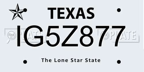 IG5Z877 Texas License Plate