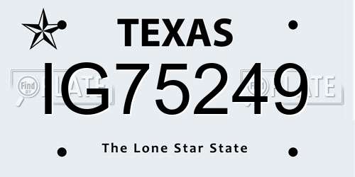 IG75249 Texas License Plate