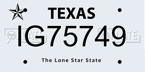 IG75749 Texas License Plate