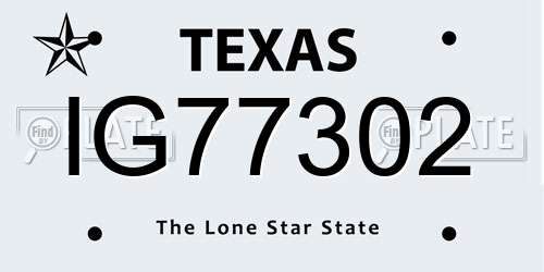 IG77302 Texas License Plate