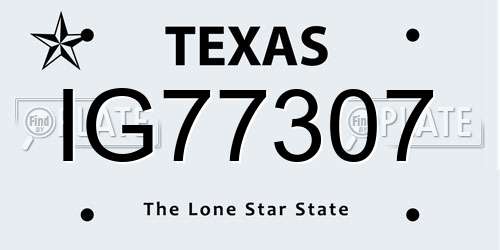 IG77307 Texas License Plate