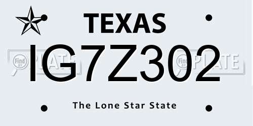 IG7Z302 Texas License Plate