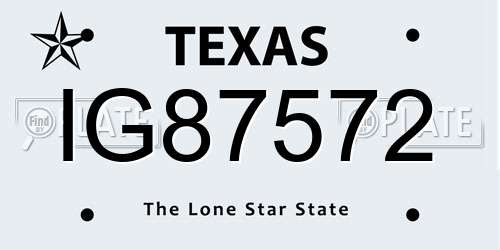 IG87572 Texas License Plate