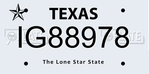 IG88978 Texas License Plate