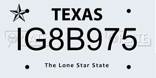 IG8B975 Texas License Plate