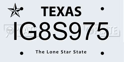 IG8S975 Texas License Plate