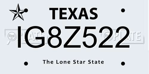 IG8Z522 Texas License Plate