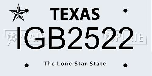 IGB2522 Texas License Plate