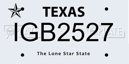 IGB2527 Texas License Plate