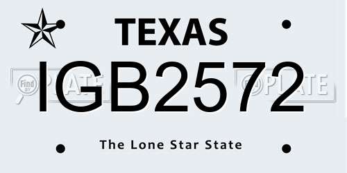 IGB2572 Texas License Plate