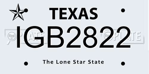 IGB2822 Texas License Plate