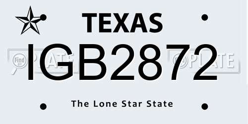 IGB2872 Texas License Plate