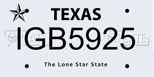 IGB5925 Texas License Plate