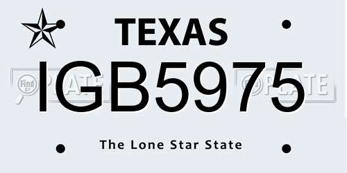 IGB5975 Texas License Plate